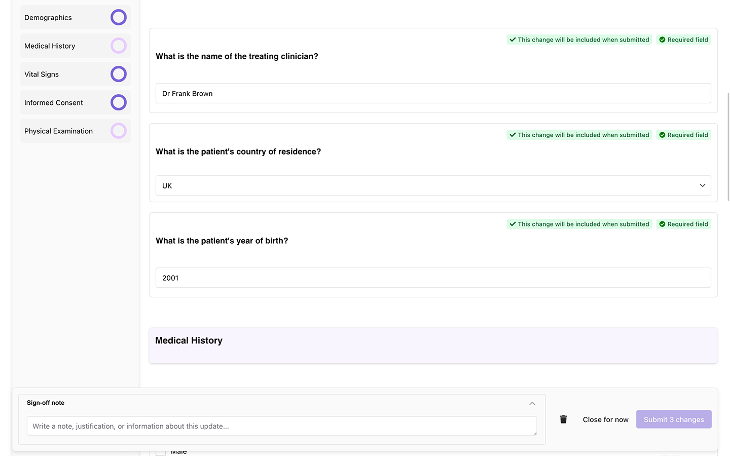 Trialflare eCRF form viewer