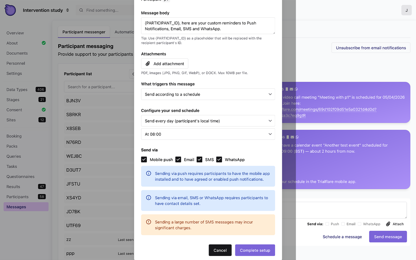 Trialflare message scheduler