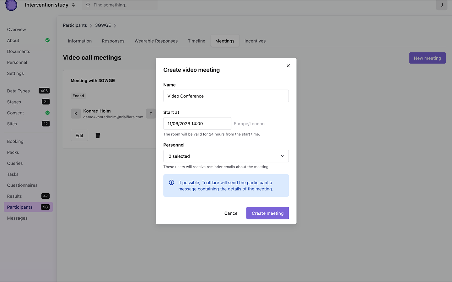 Trialflare video call scheduler